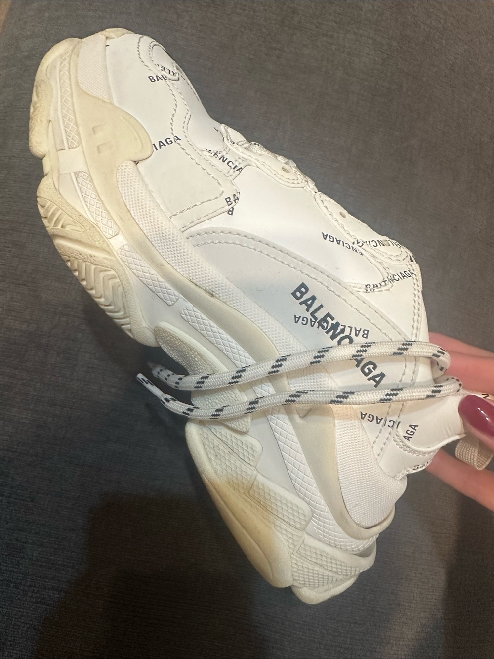 Balenciaga Men's Off-White and Light Gray Chunky Sole Sneakers
